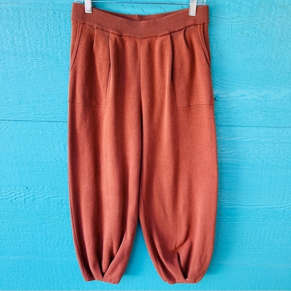RIBBED SWEATER LAGENLOOK BARREL PANTS WITH POCKETS SIZE XL RUST - Picture 1 of 5